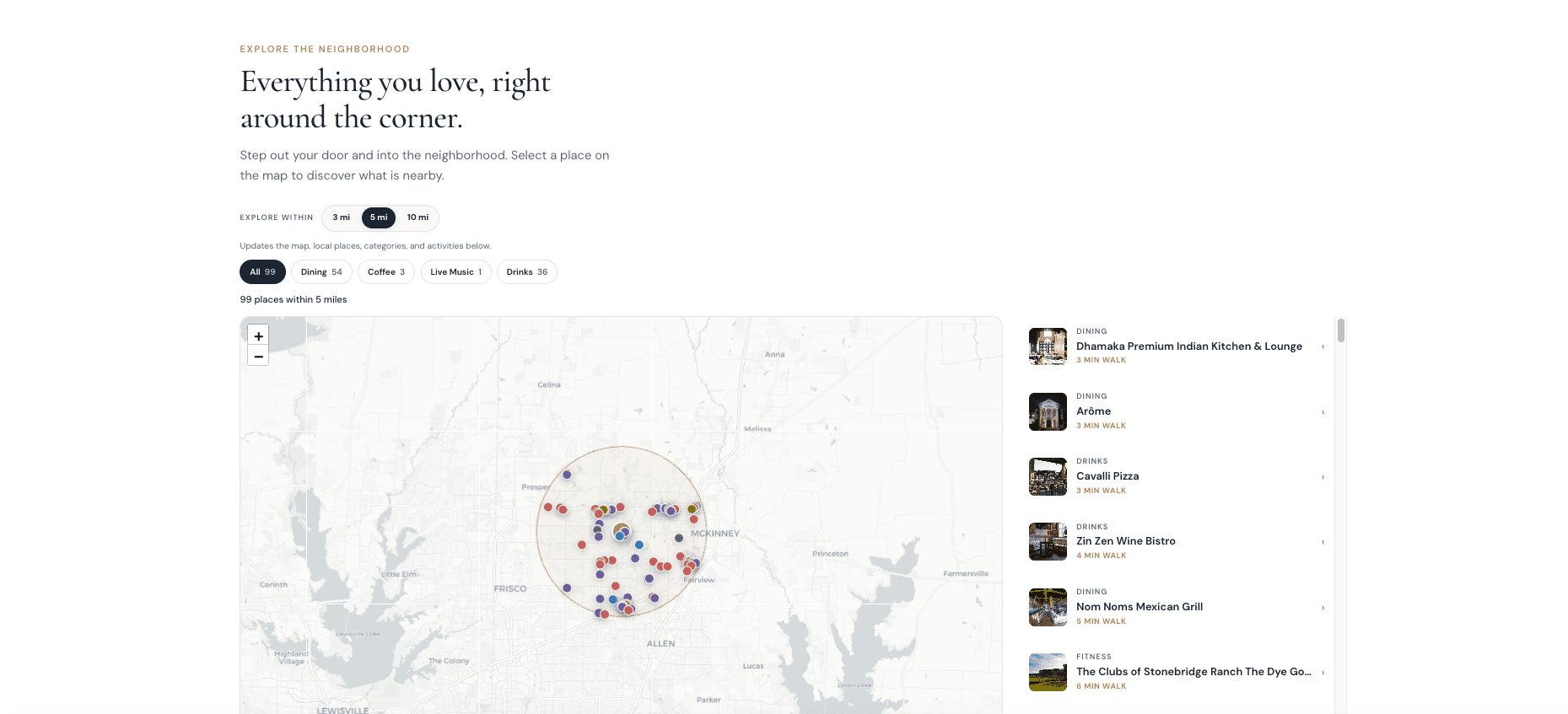 Branded local explorer with nearby places and activities